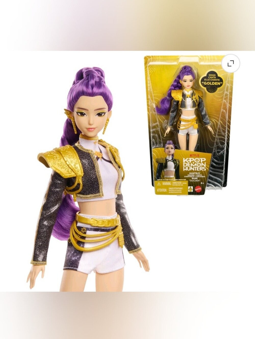 KPop Demon Hunters HUNTR/X Rumi “Golden” Singing Doll in Removable Outfit & 5 Po